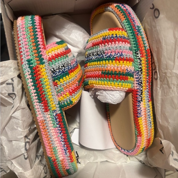 Aldo Bohemina Multicolor Crochet Flatform Sandal - Picture 3 of 4